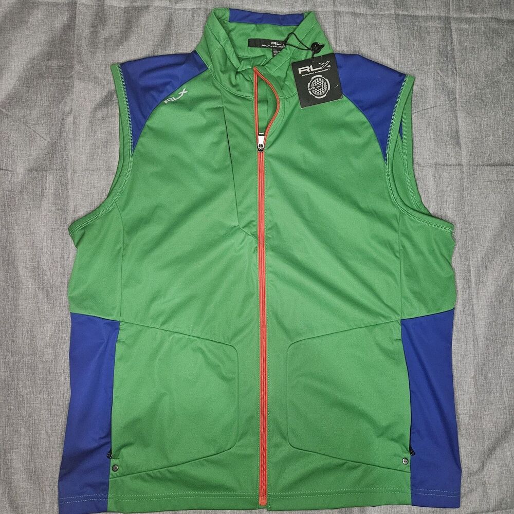 NWT RLX Ralph Lauren Mens Size Large Golf Vest Preppy Fashion Blue Green...